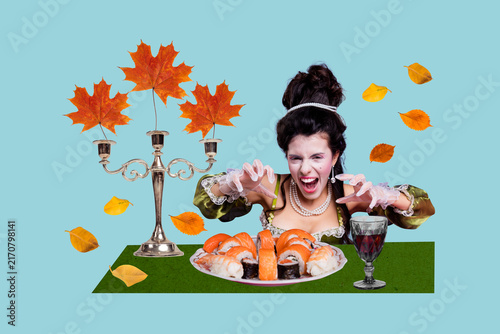 Canvastavla Creative photo collage trend artwork of october leaves outdoors climate seasonal