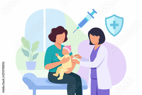 Family Life Coverage Medical Vaccination for Baby Illustration