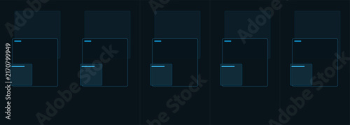 Minimalist digital interface design with repeating window frame elements