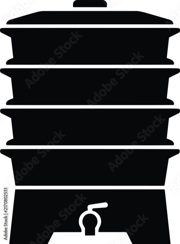 Foto Vector icon of a multilevel stackable food steamer or water filtration system wi