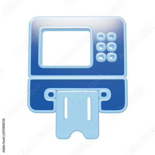 Bild auf Leinwand 3D glossy blue atm machine icon with a card being ejected from the slot isolated