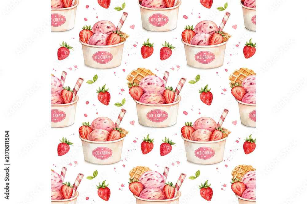 Ice cream seamless pattern 