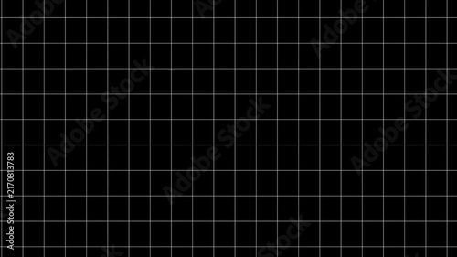Minimalist white grid pattern on black background motion