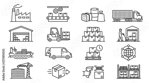 Industry and Logistics Icons Set