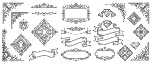 Ornate Decorative Elements Collection Isolated