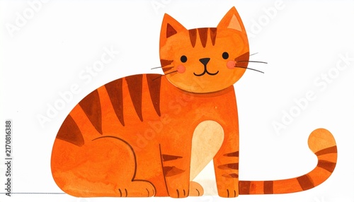 Cute orange striped cat illustration