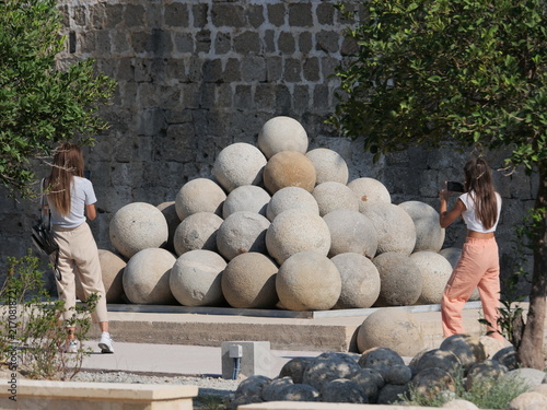 Принти на полотні Projectiles and cannon ammunition made from hewn stone cannonballs, Rhodes, Gran