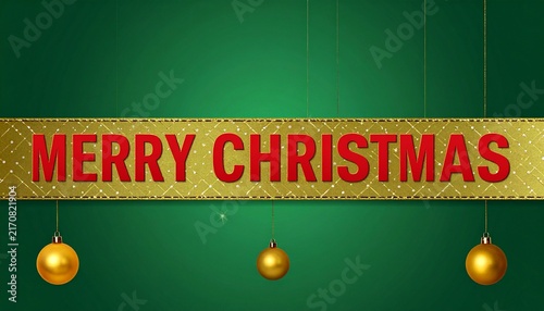 Green holiday banner with red text
