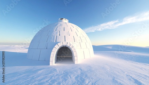 Large igloo in snowy mountains