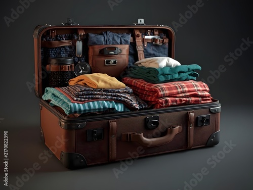Packed Suitcase Ready for Vacation and Travel Adventure