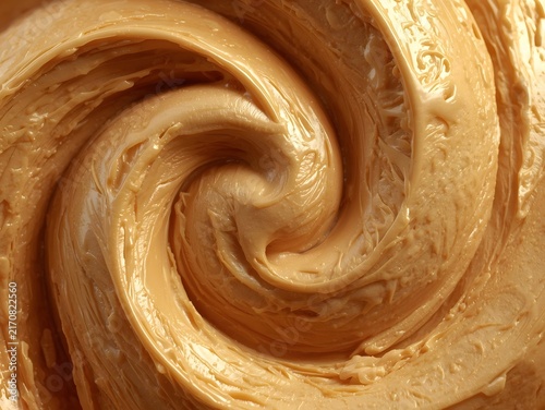 Peanut Butter Swirl Texture Macro Closeup on Clean Background