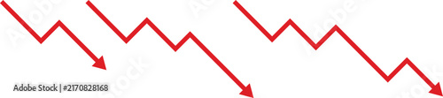 фотографія Declining chart downward arrow vector icon set