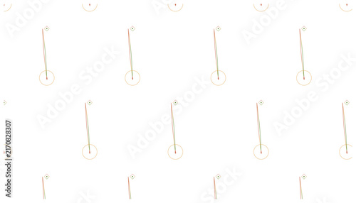 Abstract pattern with repeated elements, red and green lines pointing to a diamond shape within a circle, graphic design.
