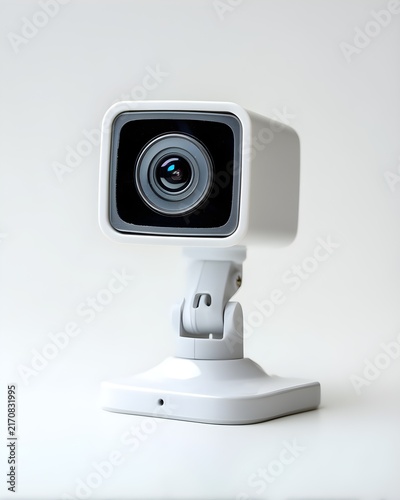 Unbranded computer webcam rectangular lens housing, tech accessory isolated on white background