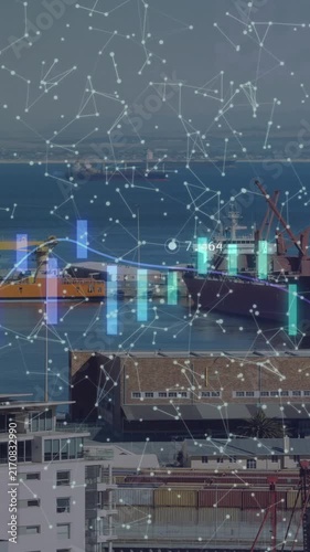 Animation of data processing over shapes and port