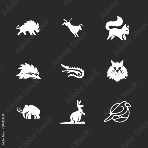 Diverse Wildlife Animal Logo Collection: Modern Vector Icons for Branding and Design