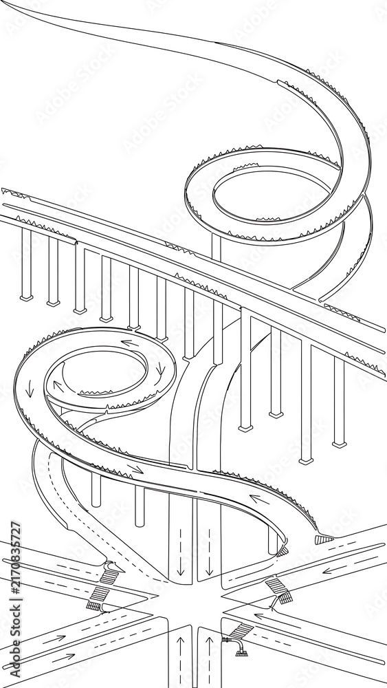 Obraz premium Abstract spiral staircase illustration white background.