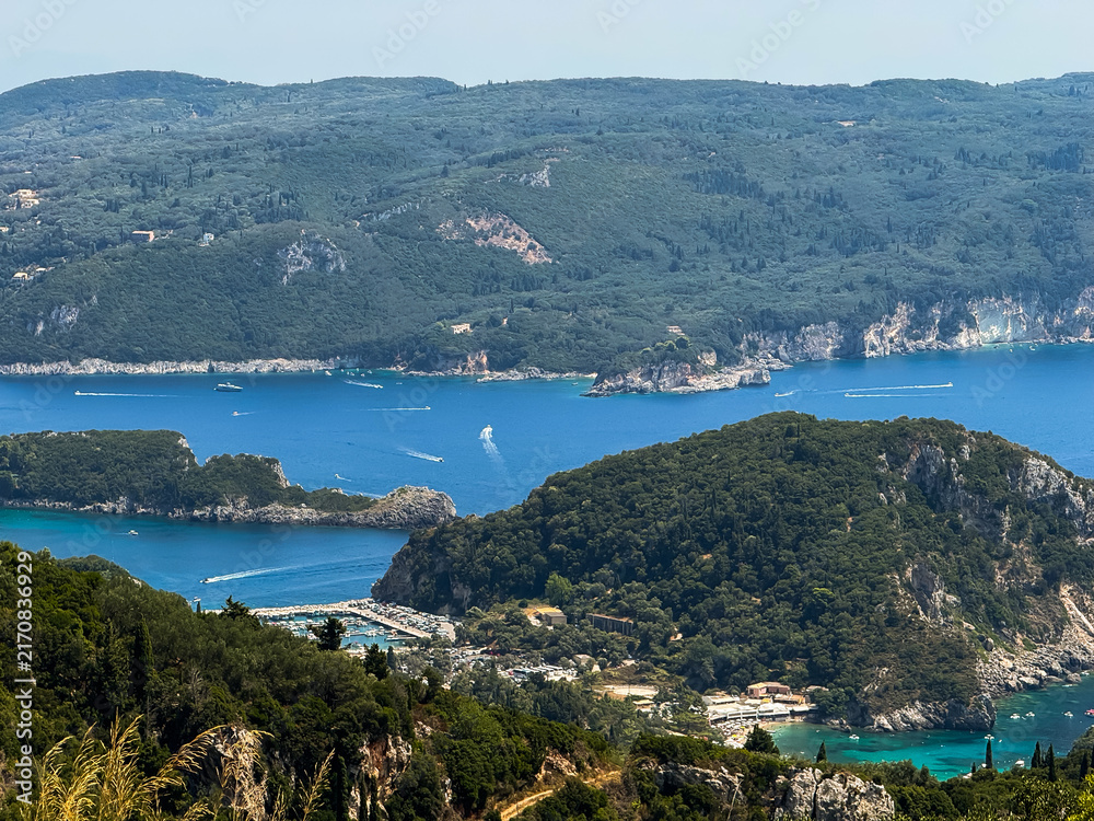 Fototapeta premium Paleokastritsa bay and coastline on Corfu Island, Greece