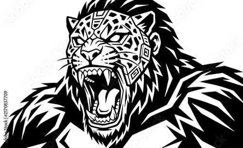 Aggressive Hybrid Jaguar Mascot Vector Illustration