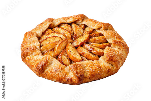 Rustic apple galette with glazed apple slices
