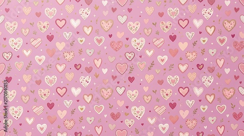 Romantic Repeat Motifs of Sweet Hearts Scattered Over Pastel Magenta Surface Ideal for Festive Wall Decoration and Valentine Gift Wrapping  background hearts pattern pink festive wallpaper