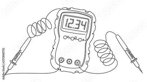 Obraz na płótnie Digital multimeter with probes on white background.