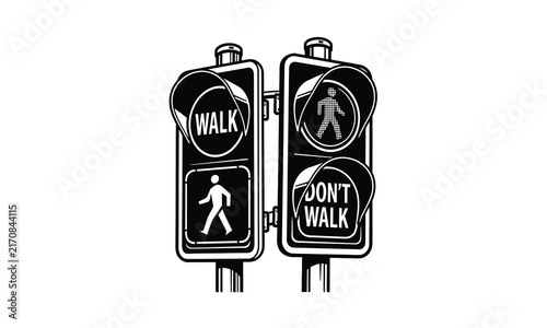 Pedestrian traffic light walk and dont walk signals vector illustration