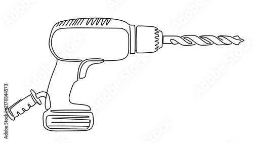 Electric drill illustration on white background.
