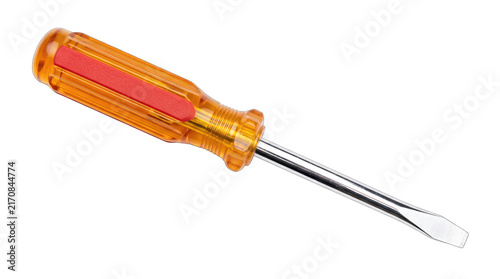 Konstfotografi Flathead screwdriver with orange handle isolated on a transparent background