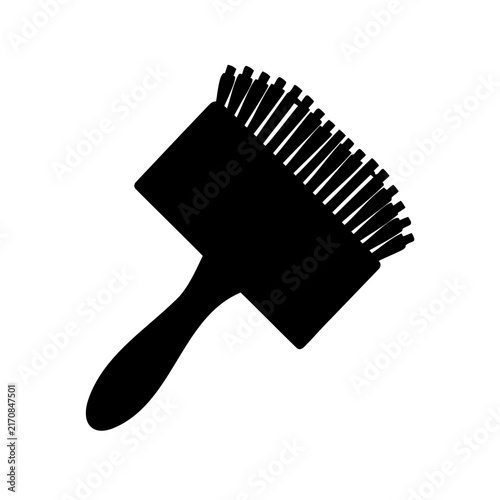 Black paintbrush with bristles icon - Minimalist black paintbrush icon featuring detailed bristles and handle, ideal for design and illustration projects.