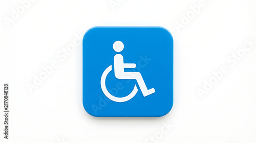 International symbol of access, wheelchair icon on blue background