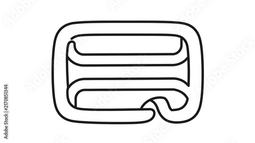 Minimalist belt buckle icon white background.