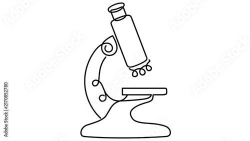 Microscope line art illustration white background.