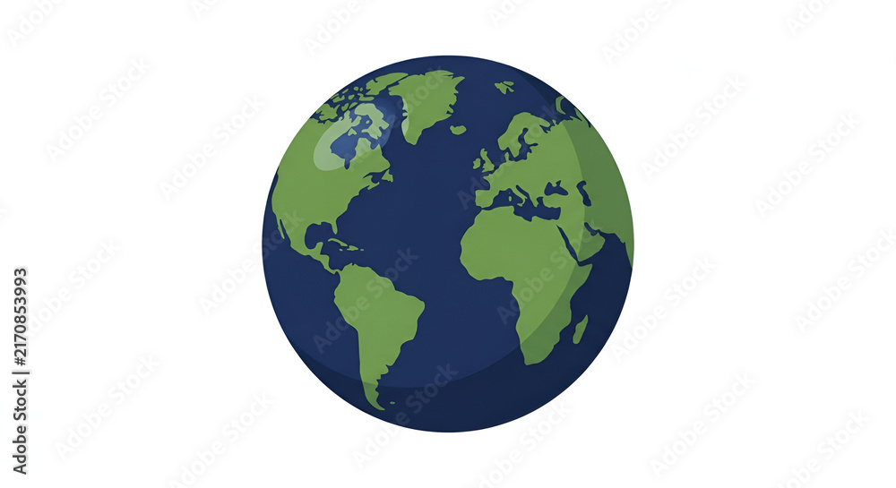 Fototapeta premium Earth Planet Illustration for Children's Science and Geography Education on White Background