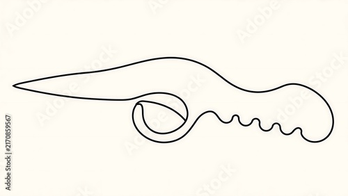 Minimalist line art fish hook white background.