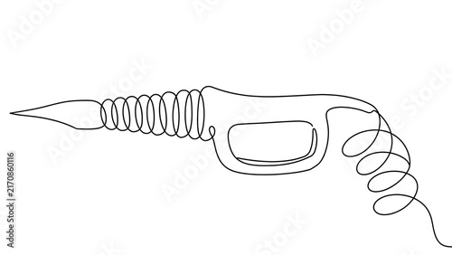 Minimalist line art gas pump white background.