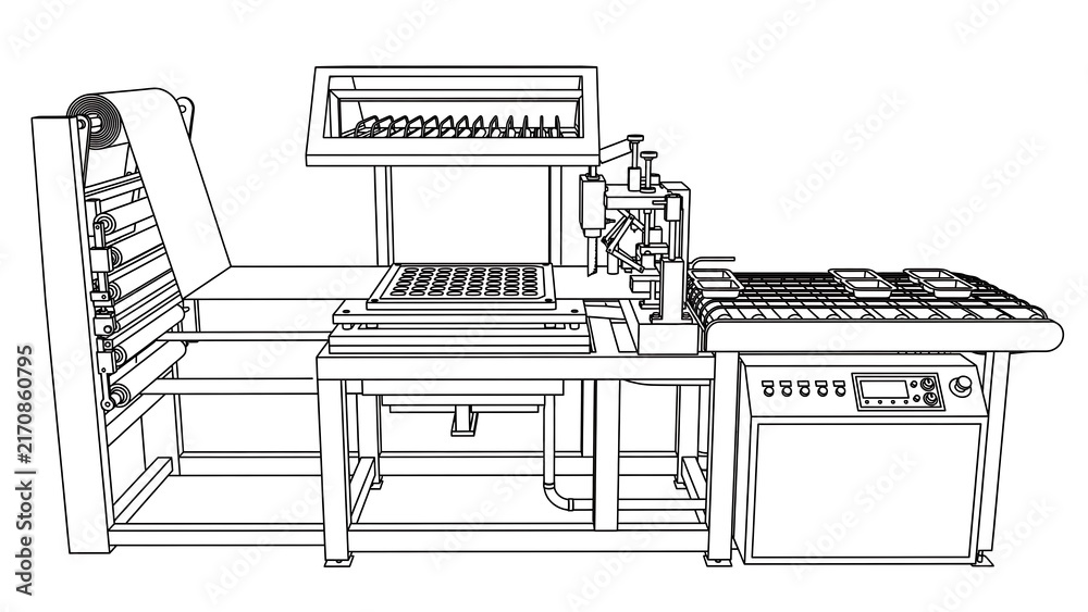 Fototapeta premium Industrial sewing machine setup white background.