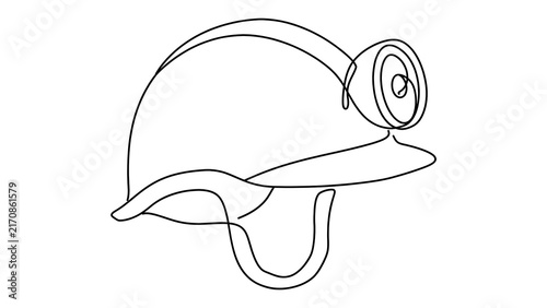 Miners helmet with headlamp white background.