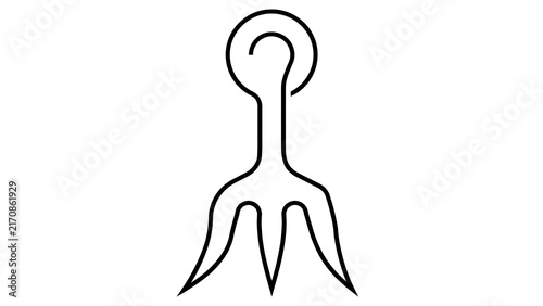 Minimalist abstract symbol on white background.