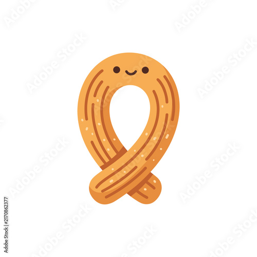 Cute Kawaii Pretzel Cartoon Illustration