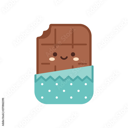 Cute Kawaii Chocolate Bar Wrapped in Blue Gift Packaging
