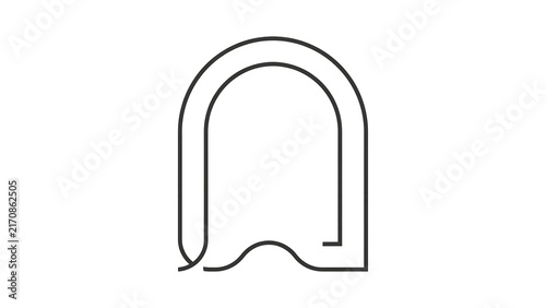 Minimalist arch line art icon white background.