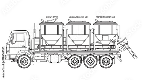 Industrial truck with storage tanks white background.