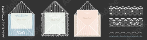 Canvas Print Lace invitation template set