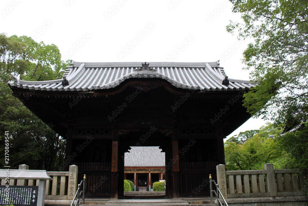 Fototapeta premium Sanmon Entrance Gate and Courtyard Approach at Yashima-ji Temple on Shikoku Henro Pilgrimage, Kagawa, Japan 2026