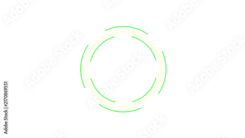 A minimalist shows concentric green and pale yellow segmented circular rings as an isolated transparent overlay