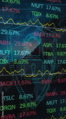 Animation of financial data processing over city street