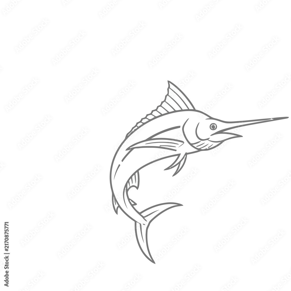 Fototapeta premium Marlin fish outline