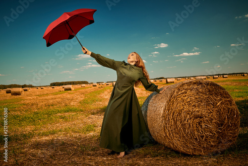 Bild auf Leinwand Woman With Umbrella