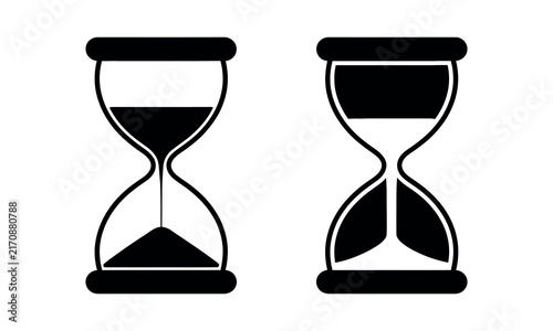 Hourglass timers showing different sand levels with black and white contrast